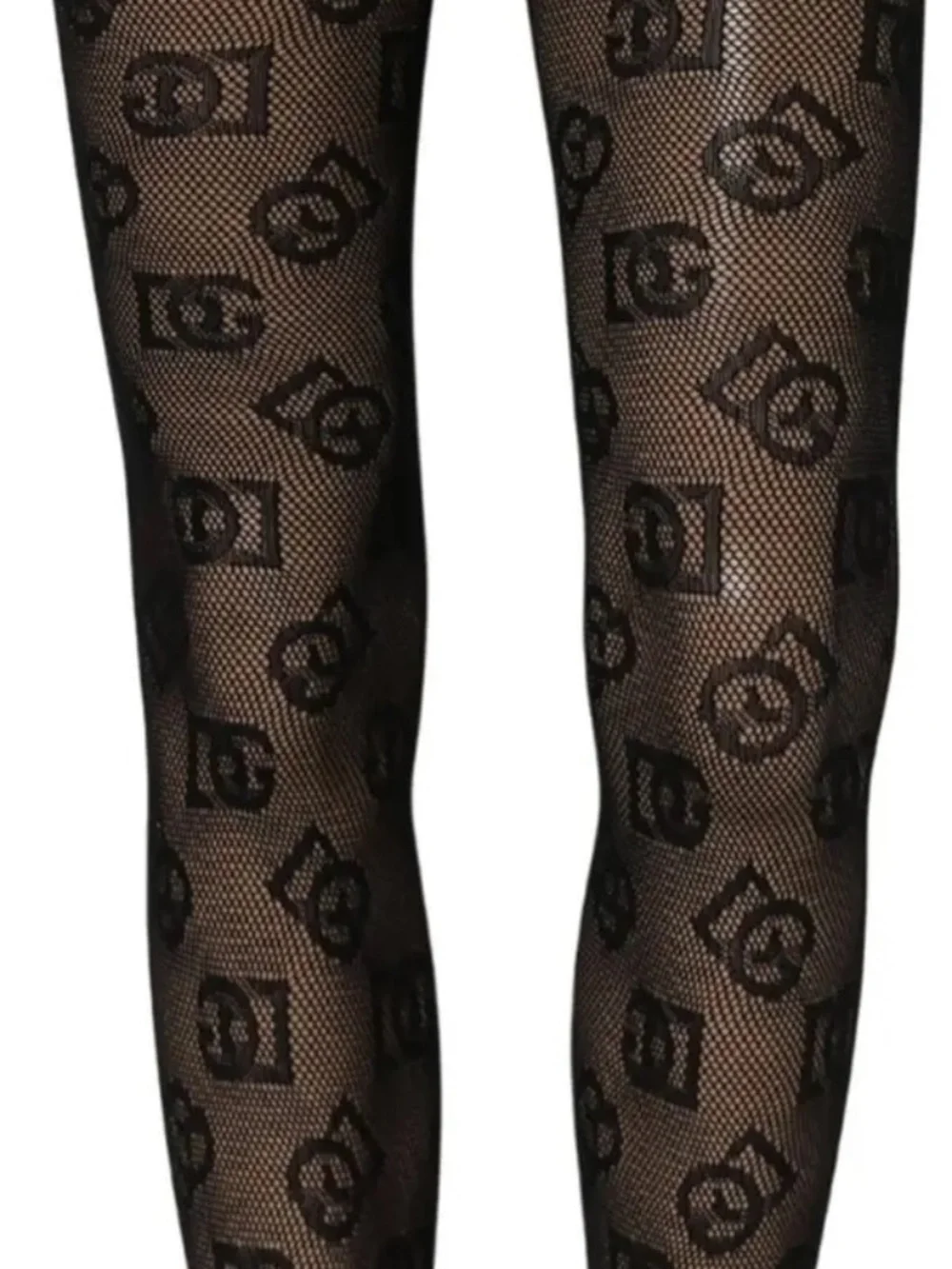 NWT! Dolce & Gabbana Black All Over Print Sheer Stretch Tights Socks Size Large
